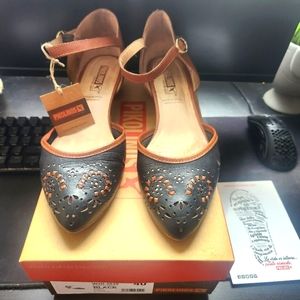 Pikolinos Leather Ankle Strap Pump Heels